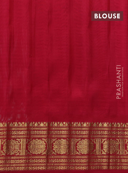 Pure gadwal silk saree off white teal green and reddish pink with allover checks & zari woven buttas and temple design zari woven border