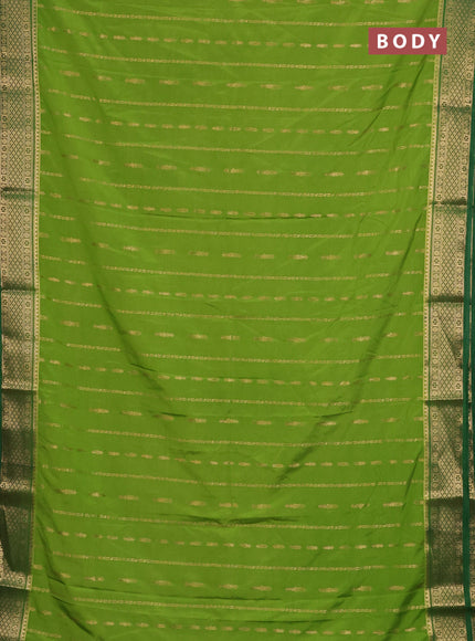 Semi mysore silk saree light green and green with allover zari weaves and zari woven border