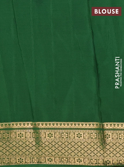 Semi mysore silk saree light green and green with allover zari weaves and zari woven border