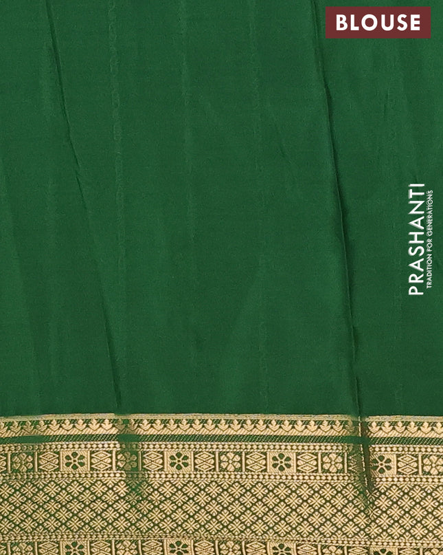 Semi mysore silk saree light green and green with allover zari weaves and zari woven border