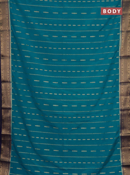 Semi mysore silk saree cs blue and navy blue with allover zari weaves and zari woven border