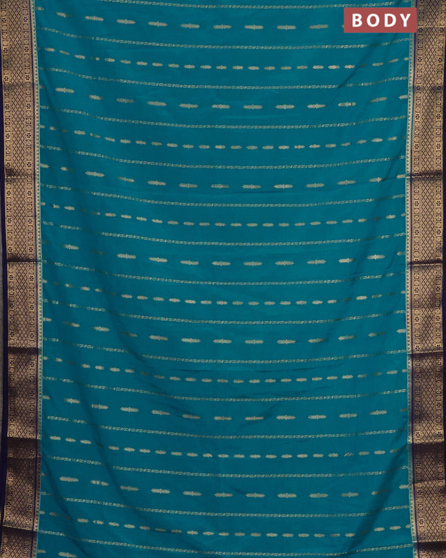 Semi mysore silk saree cs blue and navy blue with allover zari weaves and zari woven border