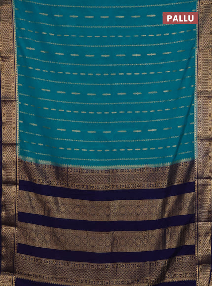 Semi mysore silk saree cs blue and navy blue with allover zari weaves and zari woven border