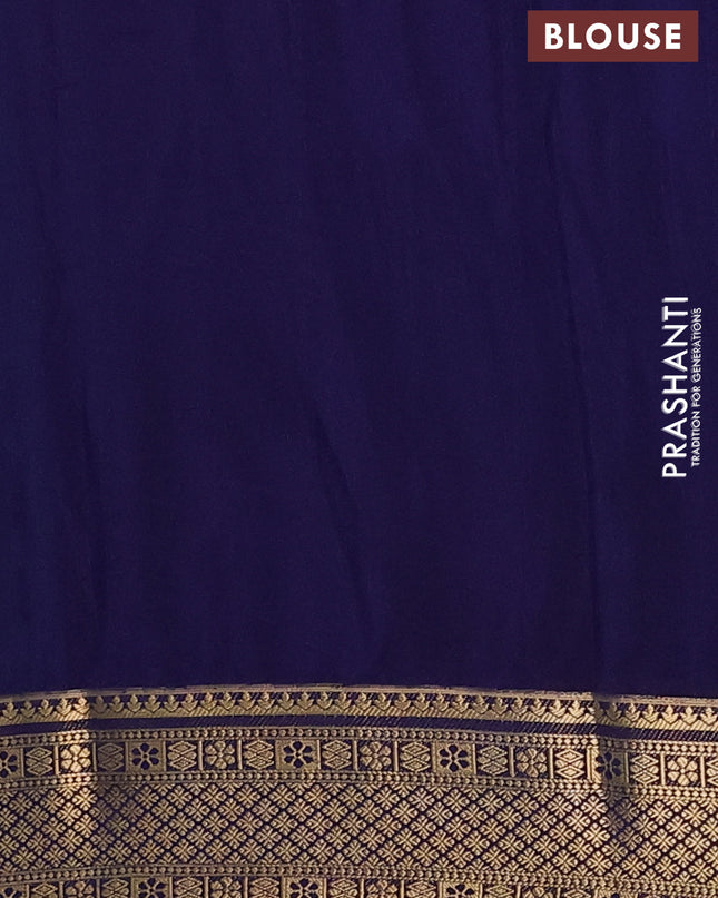 Semi mysore silk saree cs blue and navy blue with allover zari weaves and zari woven border