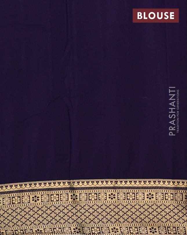 Semi mysore silk saree teal green and navy blue with allover zari weaves and zari woven border