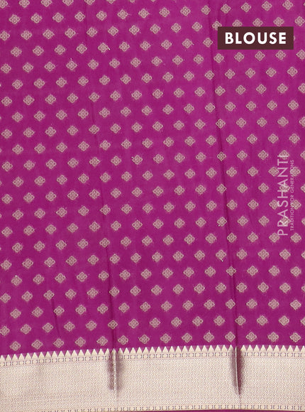 Semi mysore silk saree magenta pink with allover zari checks & buttas and zari woven border