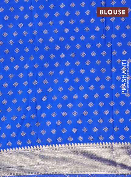 Semi mysore silk saree royal blue with allover zari checks & buttas and zari woven border