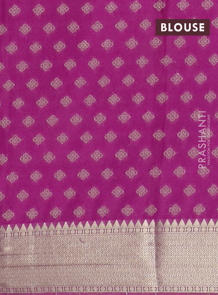 Semi mysore silk saree dark pink with allover zari checks & buttas and zari woven border