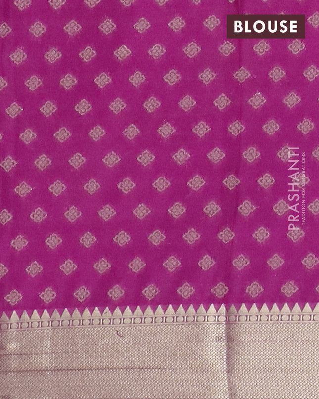 Semi mysore silk saree dark pink with allover zari checks & buttas and zari woven border