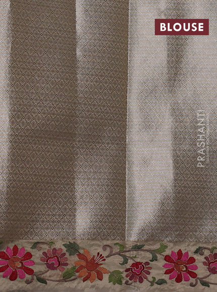Tissue saree gold with allover zari woven brocade weaves and embroidery work border