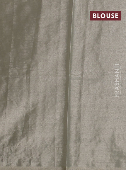Tissue silk sare off white and pink rust shade with allover brocade weaves and embroidery work border