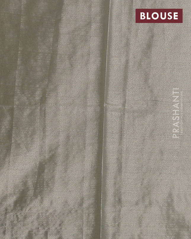 Tissue silk sare off white and pink rust shade with allover brocade weaves and embroidery work border