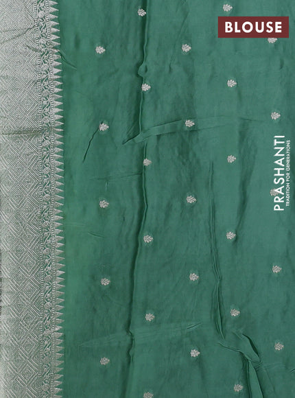 Art mushru silk saree pastel green with allover thread & zari woven jamdhani weaves and zari woven border