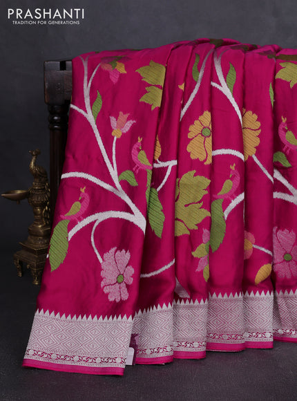 Art mushru silk saree pink with allover thread & zari woven jamdhani weaves and zari woven border