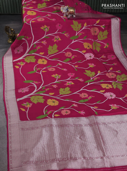 Art mushru silk saree pink with allover thread & zari woven jamdhani weaves and zari woven border