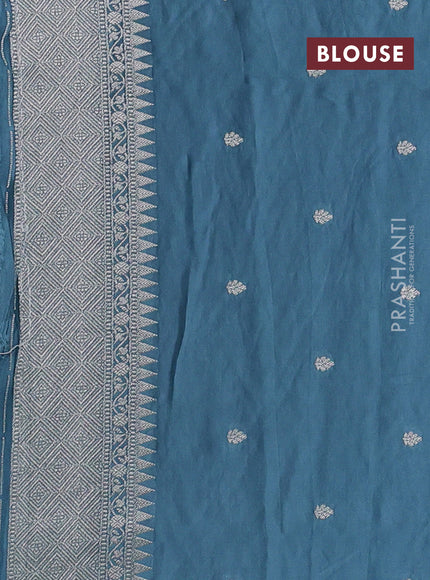 Art mushru silk saree pastel blue with allover thread & zari woven jamdhani weaves and zari woven border