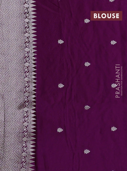 Art mushru silk saree purple with allover thread & zari woven jamdhani weaves and zari woven border