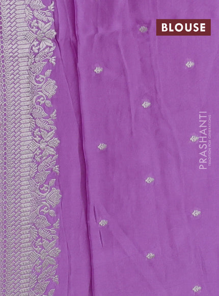 Art mushru silk saree lavender with zari woven buttas and zari woven border
