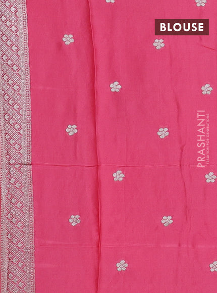 Art mushru silk saree peach pink with zari woven buttas and long zari woven border