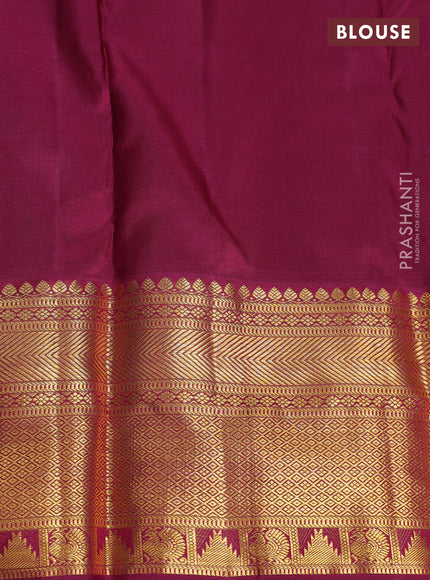 Pure kanchipuram silk saree pastel blue and wine shade with allover zari woven brocade weaves and rich zari woven border