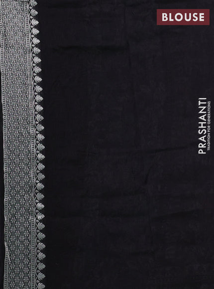 Banarasi raw silk saree black with silver zari woven peacock buttas and silver zari woven border