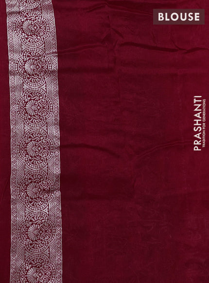 Banarasi raw silk saree red with silver zari woven buttas and silver zari woven border