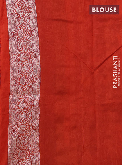 Banarasi raw silk saree orange with silver zari woven buttas and silver zari woven border