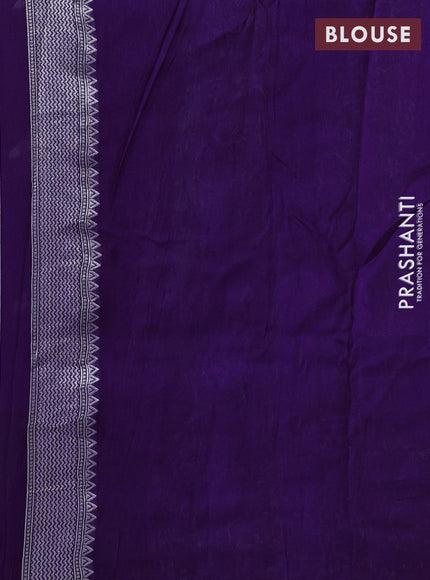 Banarasi raw silk saree violet with silver zari woven buttas and silver zari woven border