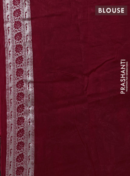 Pure dupion silk saree green and beige with plain body and madhubani printed pallu