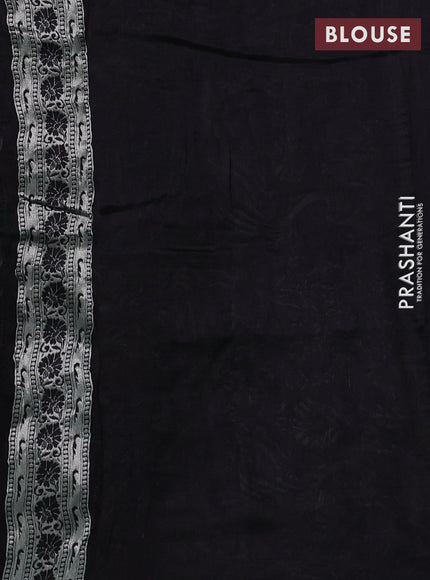 Banarasi raw silk saree black with silver zari woven peacock buttas and thread & silver zari woven border