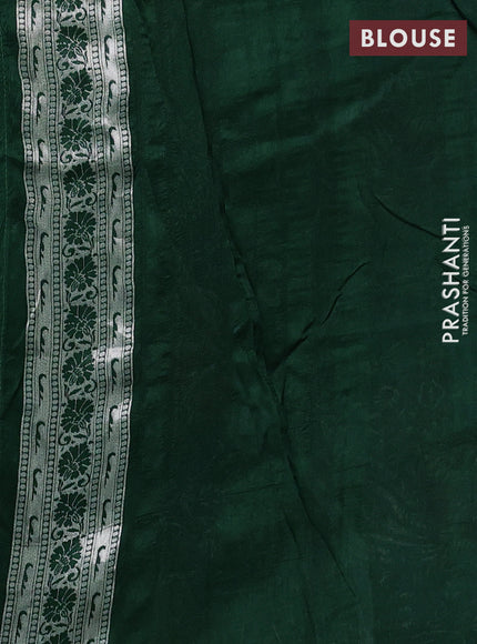 Banarasi raw silk saree green with silver zari woven peacock buttas and thread & silver zari woven border