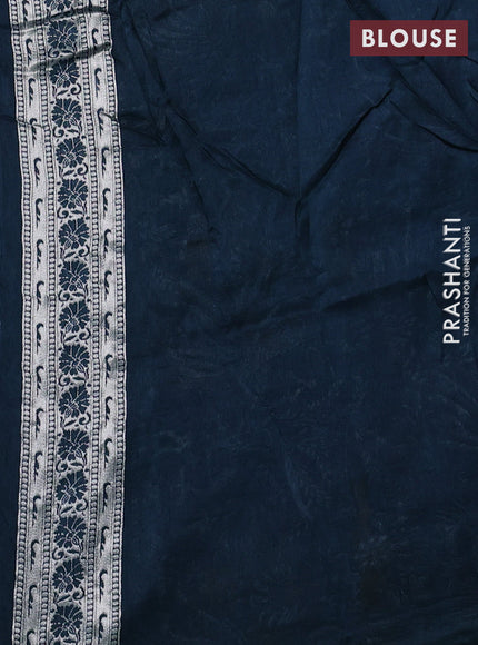 Banarasi raw silk saree peacock green with silver zari woven peacock buttas and thread & silver zari woven border