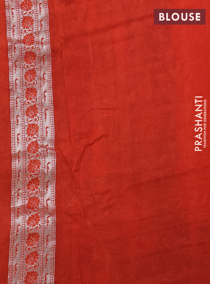 Banarasi raw silk saree orange with zari woven peacock buttas and thread & zari woven border