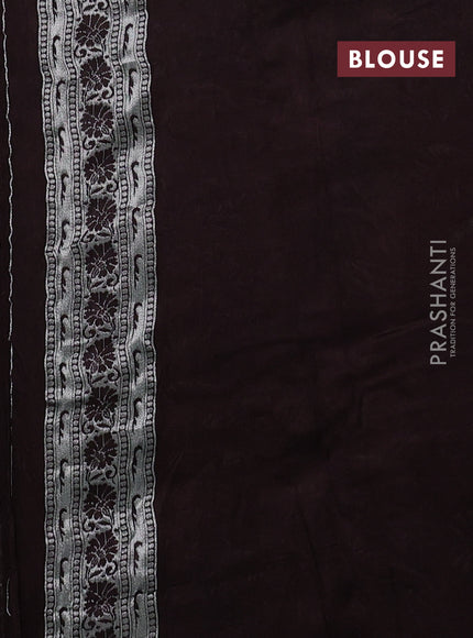 Banarasi raw silk saree coffee brown with silver zari woven peacock buttas and thread & silver zari woven border