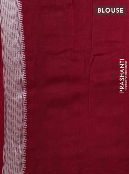 Banarasi raw silk saree red with silver zari woven peacock buttas and thread & silver zari woven border