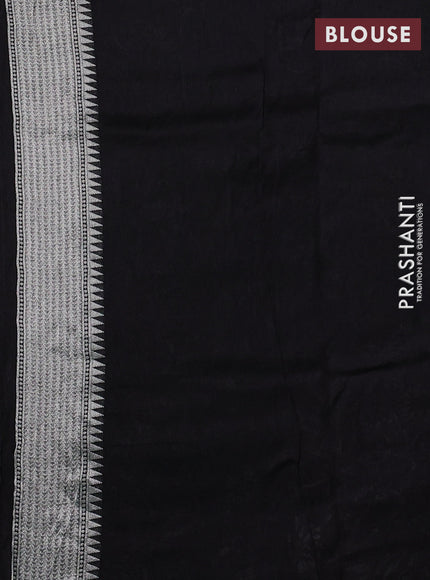 Banarasi raw silk saree black with silver zari woven peacock buttas and thread & silver zari woven border