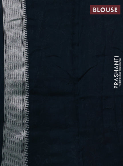 Banarasi raw silk saree peacock green with silver zari woven peacock buttas and thread & silver zari woven border