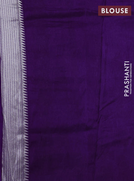 Banarasi raw silk saree violet with silver zari woven peacock buttas and thread & silver zari woven border