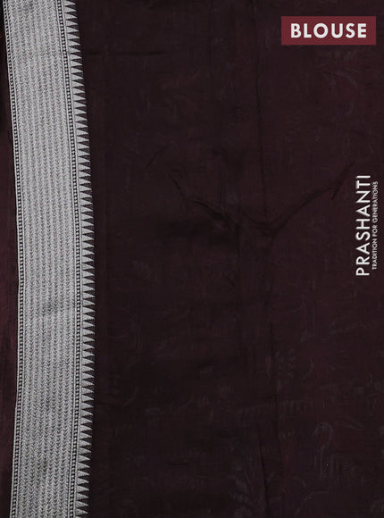 Banarasi raw silk saree coffee brown with silver zari woven peacock buttas and thread & silver zari woven border