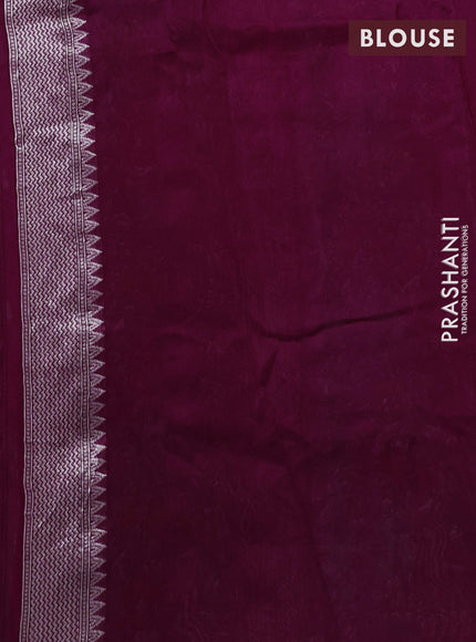 Banarasi raw silk saree purple with silver zari woven buttas and silver zari woven border