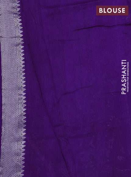 Banarasi raw silk saree violet with silver zari woven buttas and silver zari woven border
