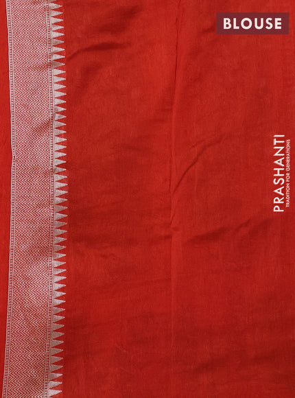 Banarasi raw silk saree orange with silver zari woven peacock buttas and long silver zari woven border