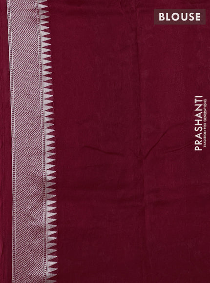 Banarasi raw silk saree red with silver zari woven peacock buttas and long silver zari woven border