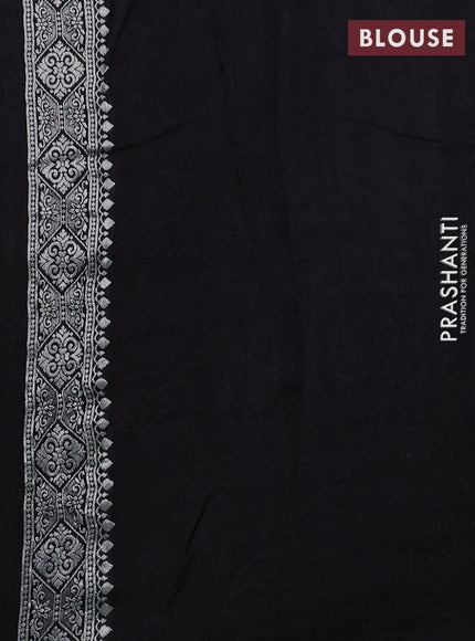 Banarasi raw silk saree black with allover floral silver zari weaves and thread & silver zari woven border