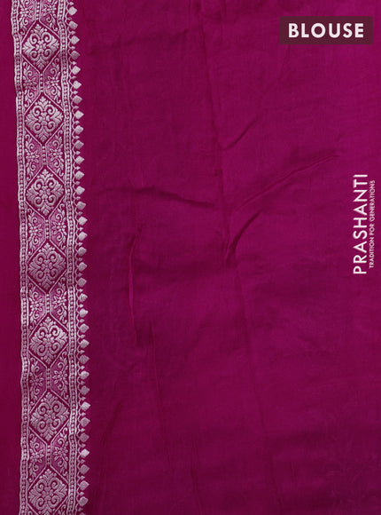 Banarasi raw silk saree pink with allover floral silver zari weaves and thread & silver zari woven border