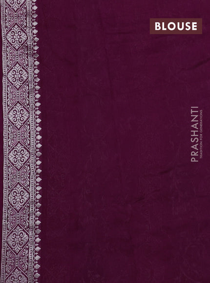 Banarasi raw silk saree wine shade with allover floral silver zari weaves and thread & silver zari woven border