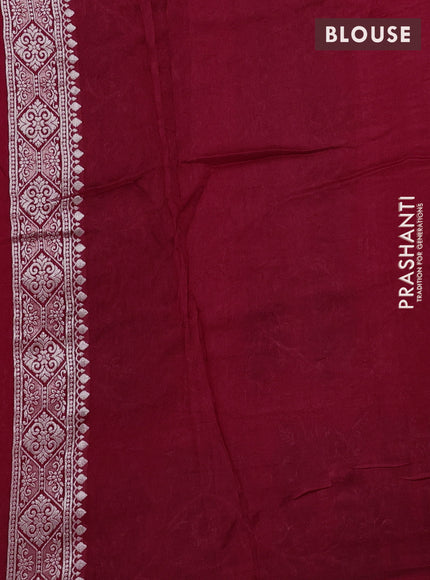 Banarasi raw silk saree red with allover floral silver zari weaves and thread & silver zari woven border