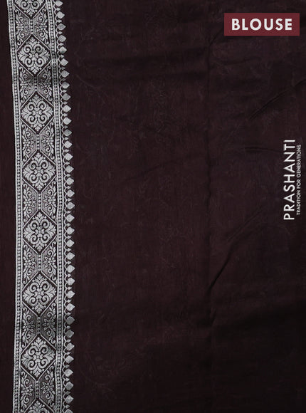 Banarasi raw silk saree coffee brown with allover floral silver zari weaves and thread & silver zari woven border