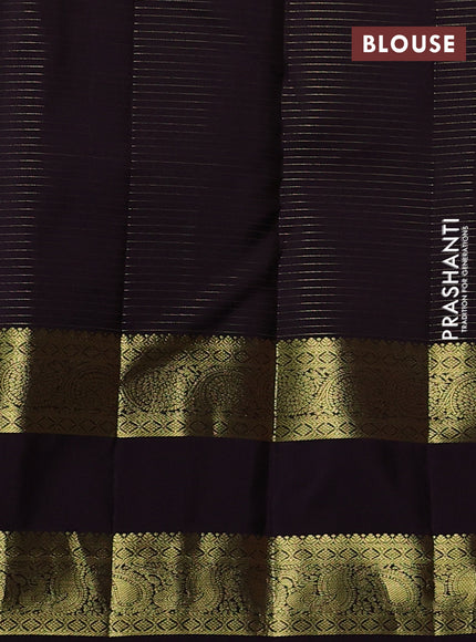 Pure kanchipuram silk saree rosy brown and deep jamun with allover zari woven lakshadeepam pattern and long rettapet zari woven border