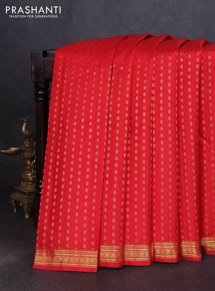 Pure kanchipuram silk saree red with allover zari woven 1000 buttas and zari woven border